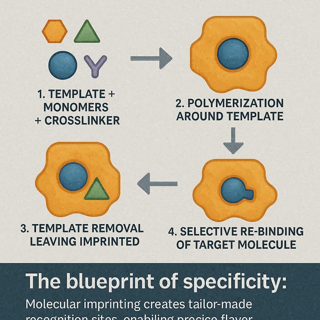 Схематическая диаграмма концентратов вкуса процесса молекулярного импринтинга для электронных жидкостей
