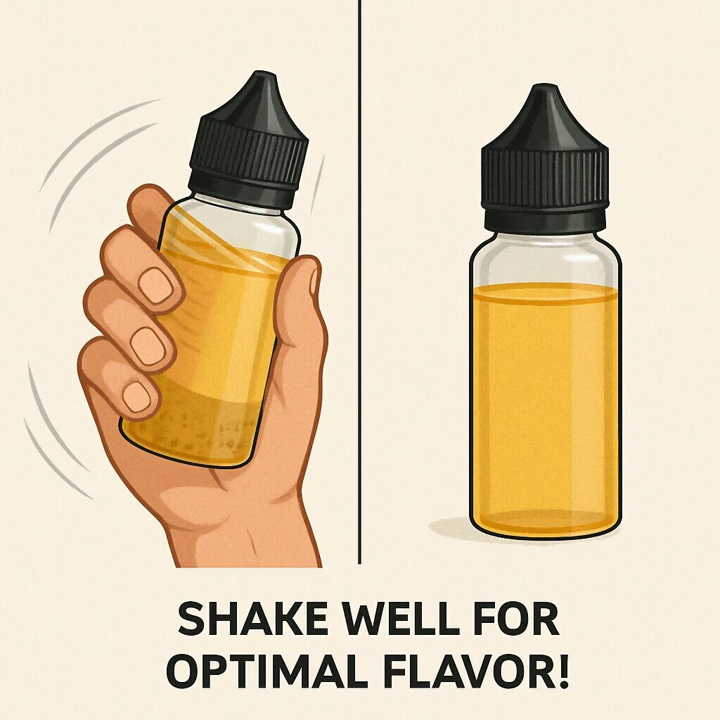 彻底摇动以改善电子液体的口味浓度