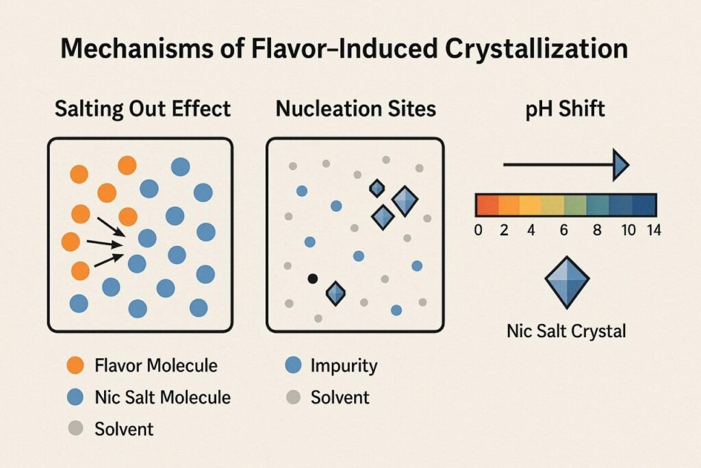 Explication illustrée du mécanisme de cristallisation induit par la saveur Concentré de saveur pour les e-liquides + saveurs e-liquides Flavour Cuiguai