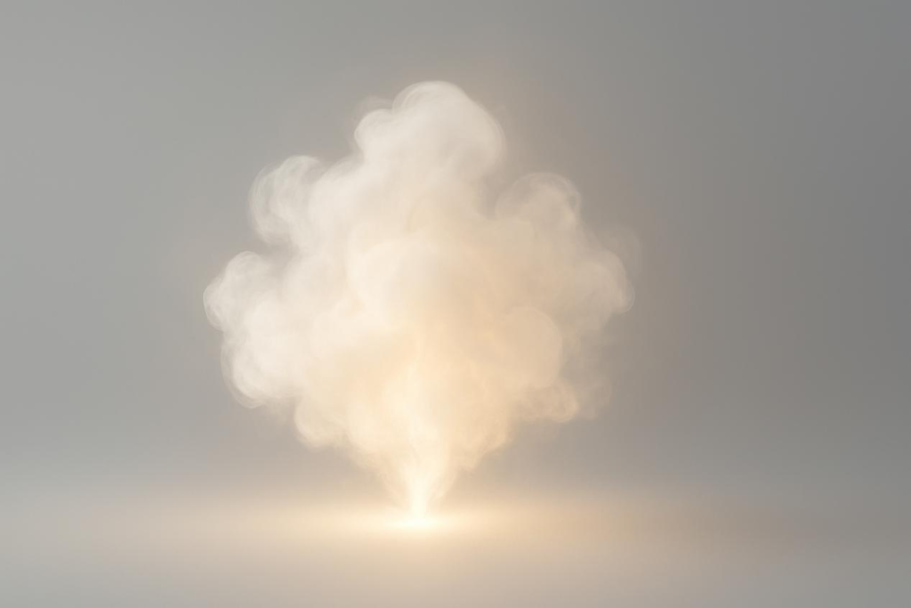 原始的蒸气云散发出柔软的金色辐射，象征着纯净的，充满活力的风味和淡淡的香气，并具有干净的现代背景。