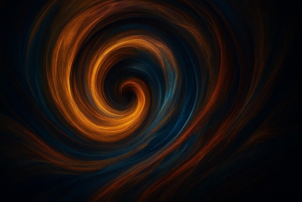 Un vórtice abstracto de texturas brillantes doradas y azules profundas que se mezclan sin problemas, simbolizando la armonía, la riqueza y la satisfacción en una experiencia de vapeo múltiple de forma múltiple premium.