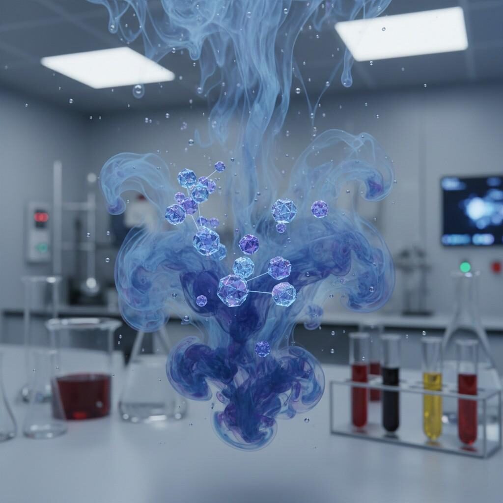 令人惊叹的微距镜头捕捉到了复杂的电子烟风味分子在浓稠的低 PG 电子液体基质中令人着迷的扩散。非常适合企业、科学或实验室主题的电子烟产品营销，具有专业的美感