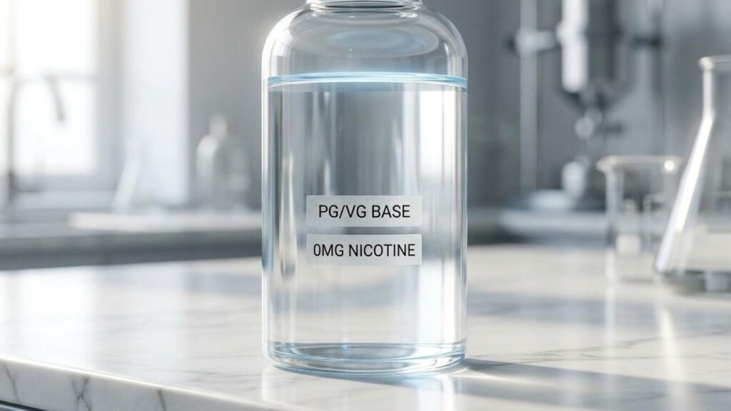 A professional product shot of a clear, unflavored PG/VG e-liquid base bottle — the foundation of the growing "base-only" vaping movement explained in this article.