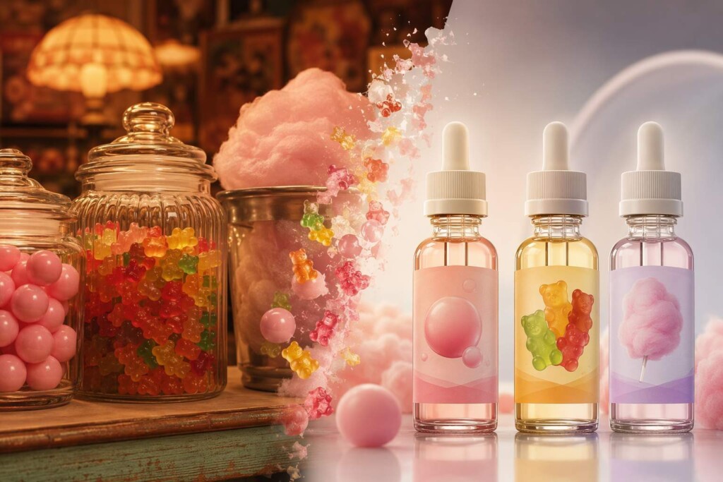 A comprehensive technical analysis of how nostalgia drives candy e-liquid flavor demand — covering the neuroscience of flavor memory, the aroma compound architecture of iconic candy profiles, reference-matching formulation methodology, and B2B strategy for the high-demand nostalgic candy e-liquid segment.